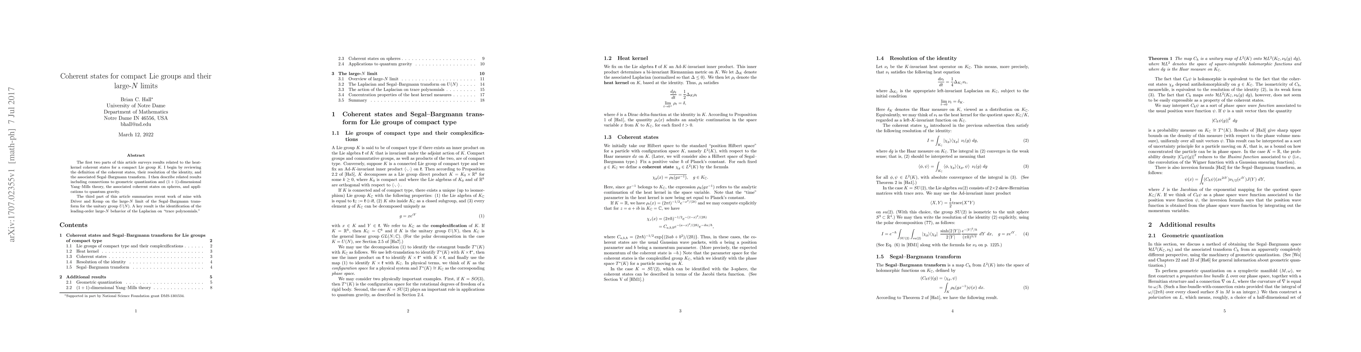 Thumbnail for Coherent states for compact Lie groups and their large-N limits