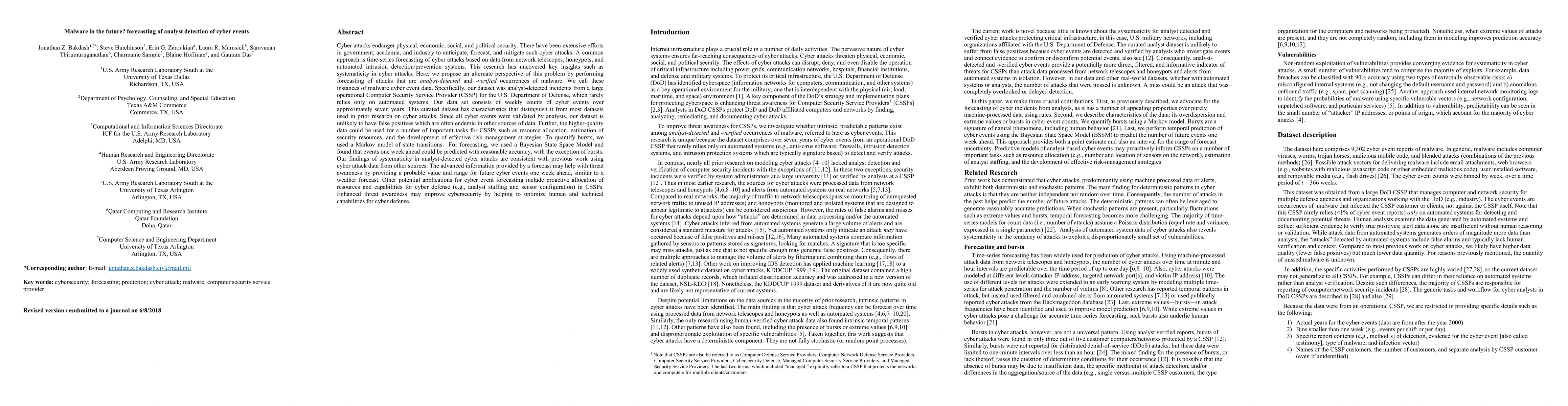 Thumbnail for Malware in the Future? Forecasting of Analyst Detection of Cyber Events