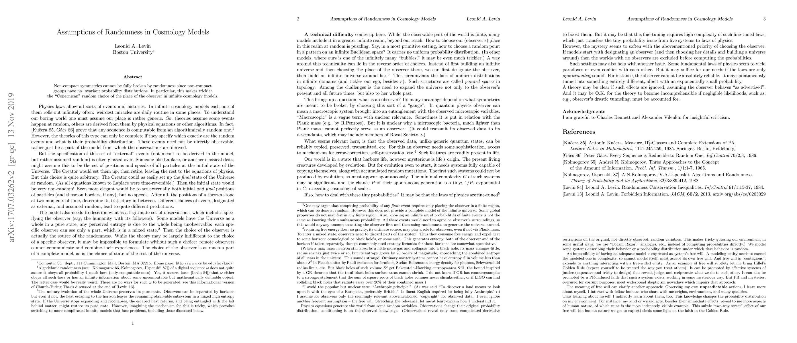 Thumbnail for Assumptions of Randomness in Cosmology Models