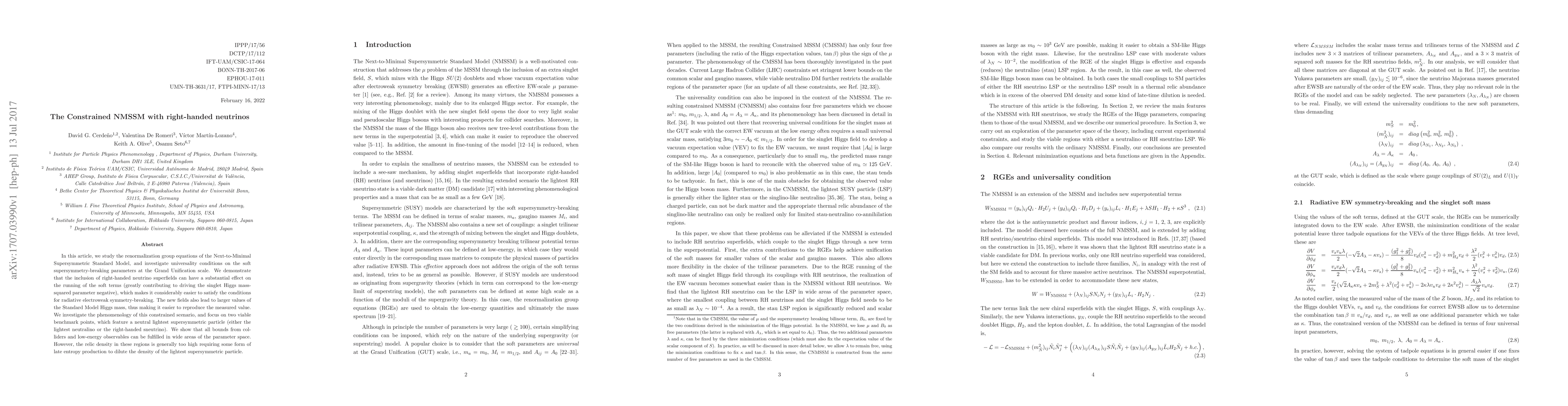 Thumbnail for The Constrained NMSSM with right-handed neutrinos