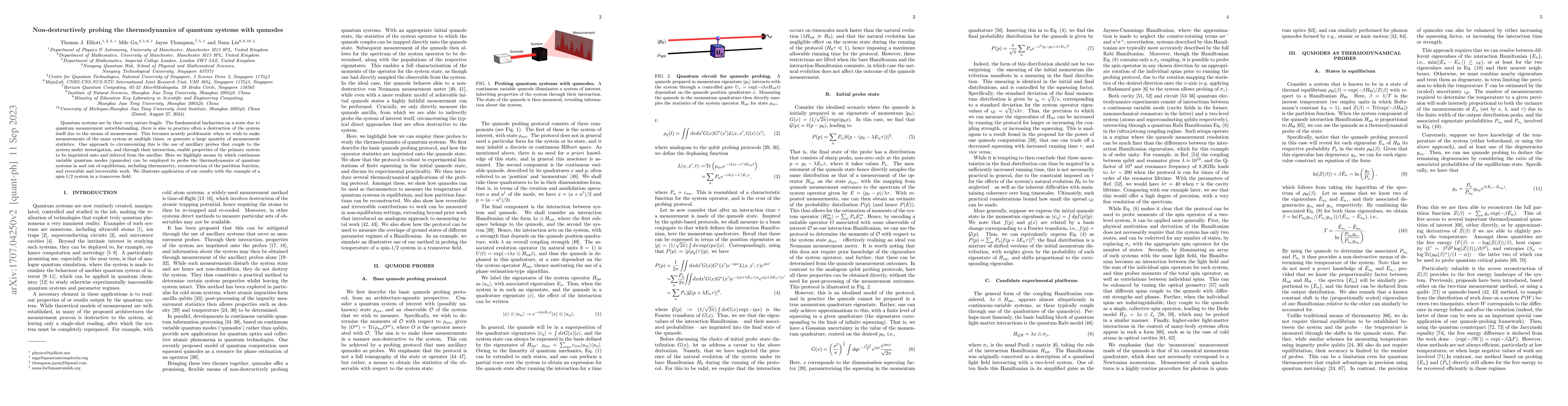 Thumbnail for Non-destructively probing the thermodynamics of quantum systems with
  qumodes