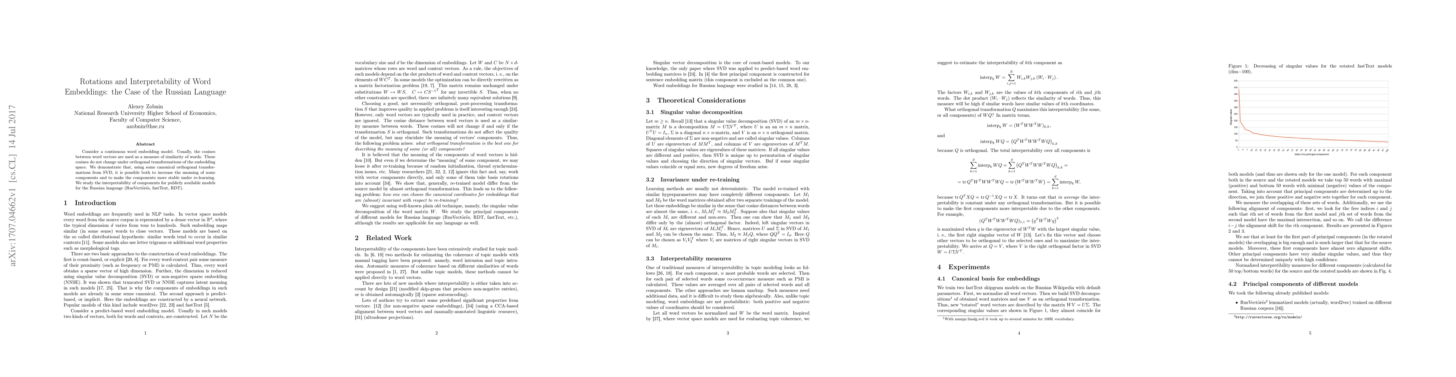 Thumbnail for Rotations and Interpretability of Word Embeddings: the Case of the
  Russian Language
