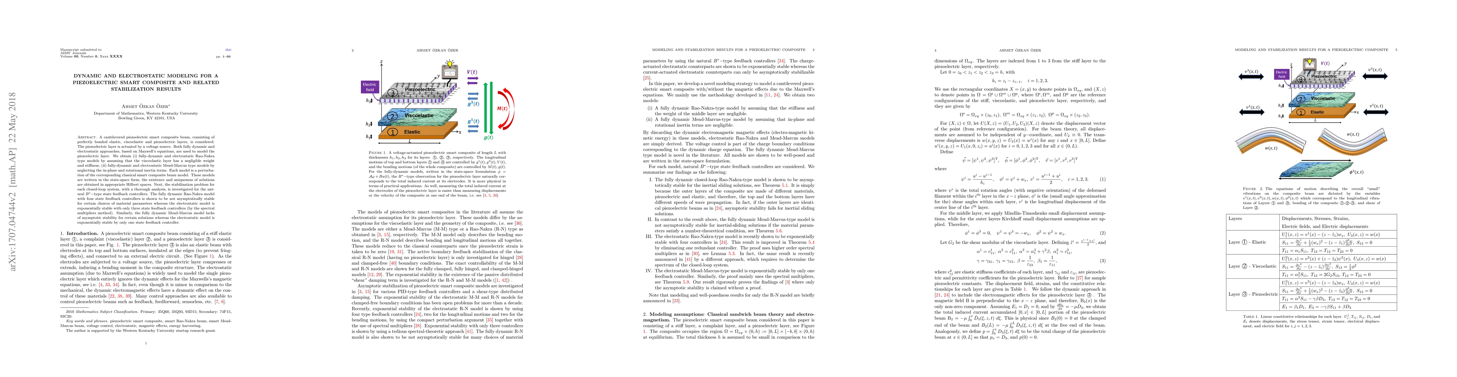 Thumbnail for Dynamic and electrostatic modeling for a piezoelectric smart composite
  and related stabilization results