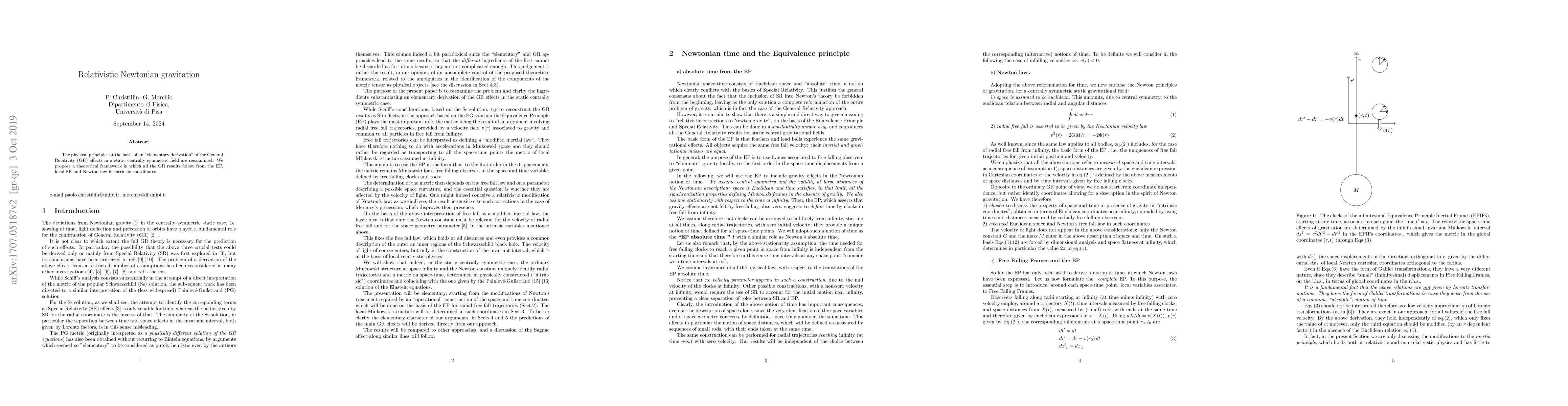 Thumbnail for Relativistic Newtonian gravitation