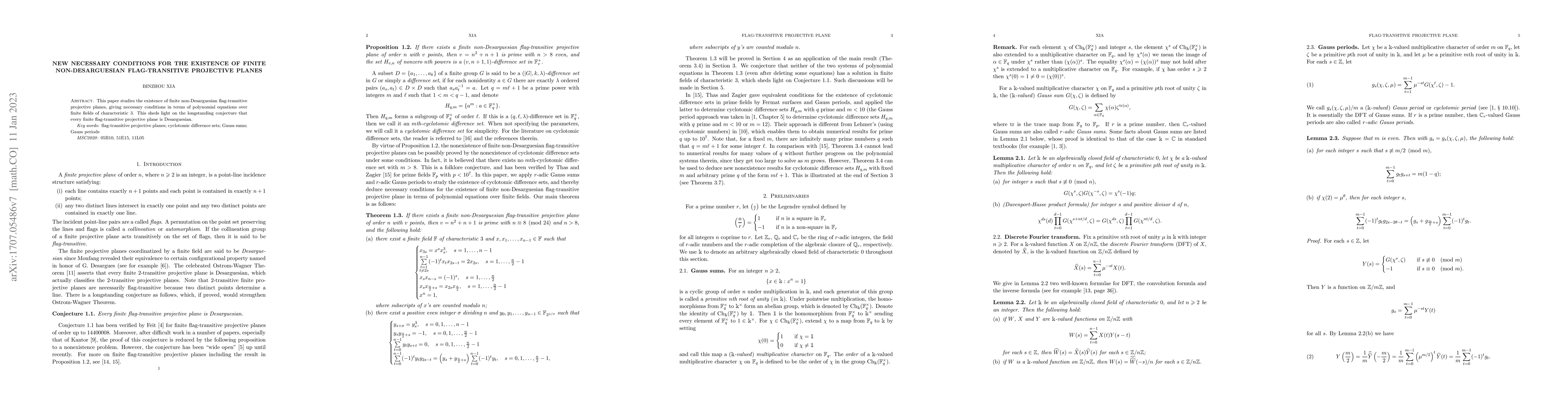 Thumbnail for New necessary conditions for the existence of finite non-Desarguesian
  flag-transitive projective plane