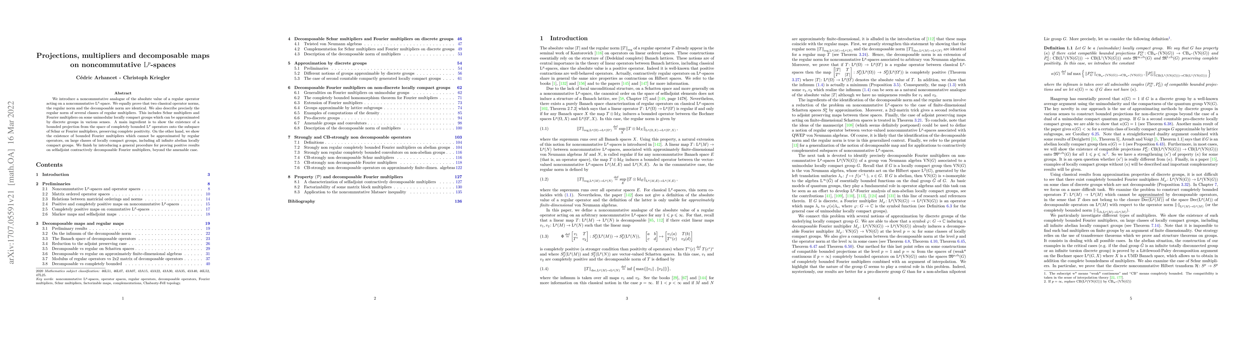 Thumbnail for Projections, multipliers and decomposable maps on noncommutative
  $\mathrm{L}^p$-spaces