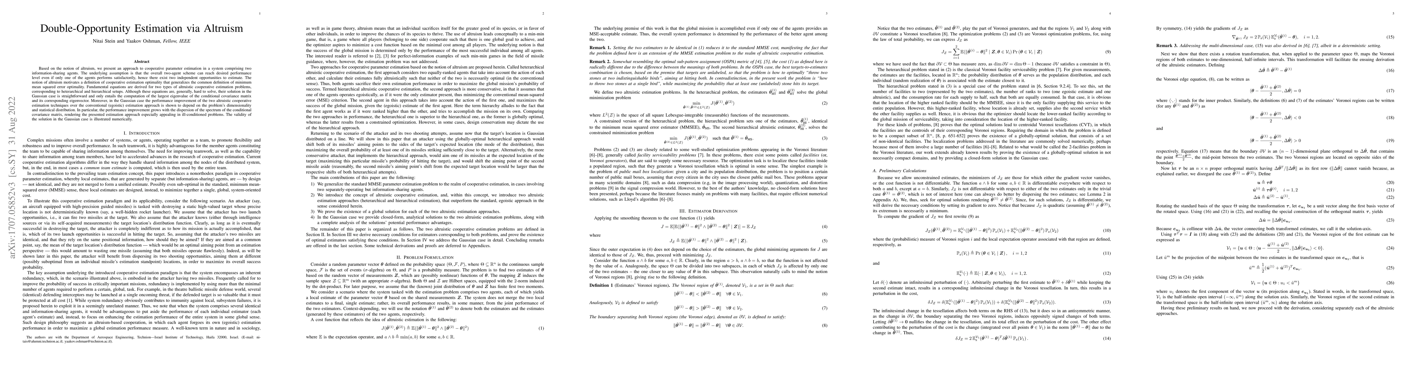 Thumbnail for Double-Opportunity Estimation via Altruism