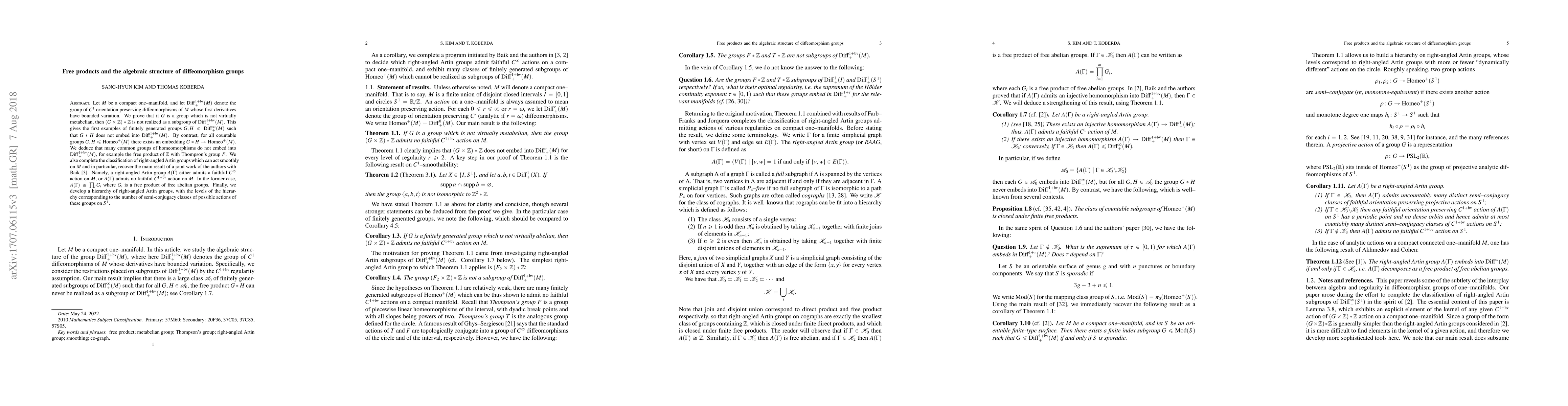 Thumbnail for Free products and the algebraic structure of diffeomorphism groups