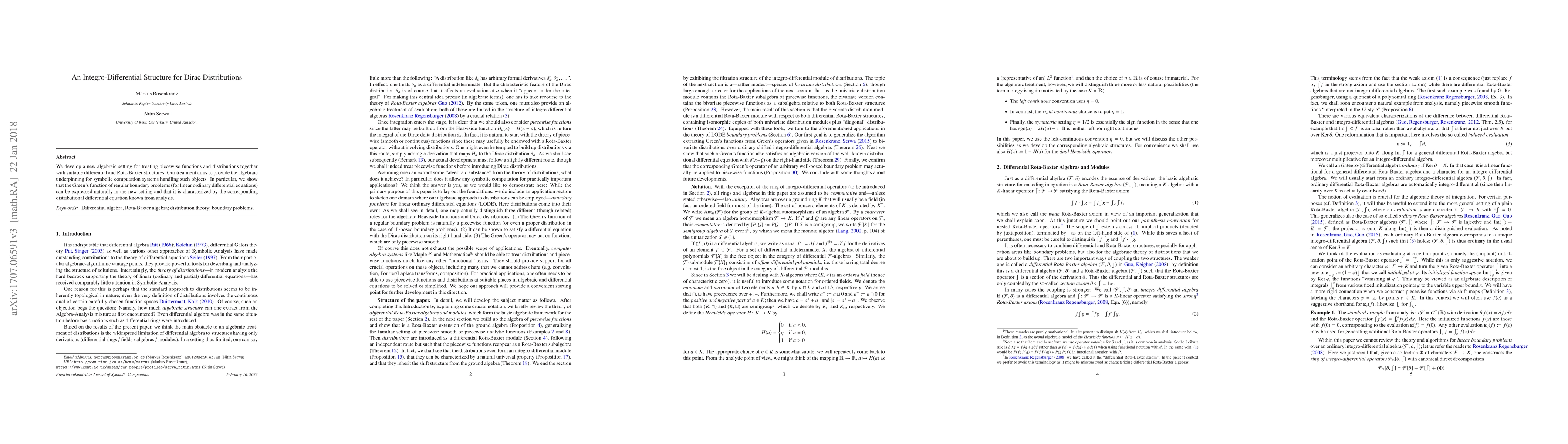 Thumbnail for An Integro-Differential Structure for Dirac Distributions