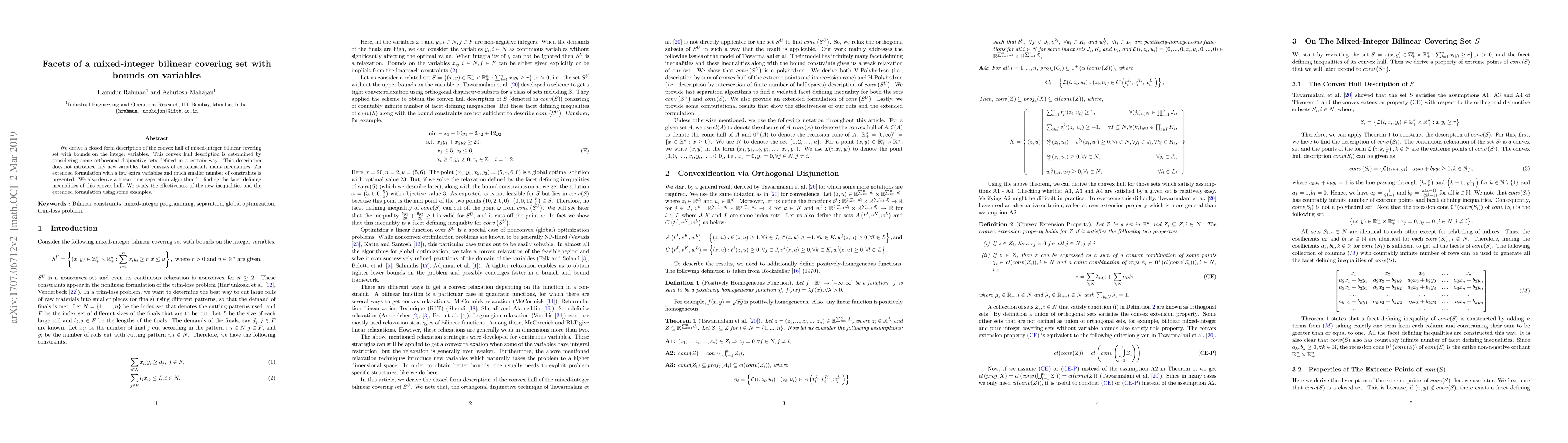 Thumbnail for Facets of a mixed-integer bilinear covering set with bounds on variables