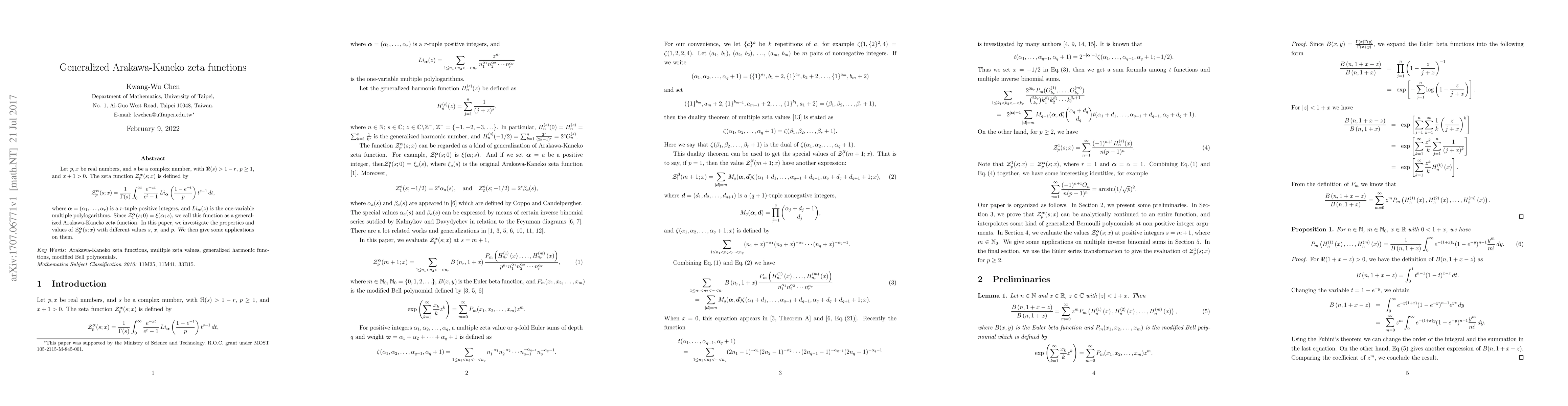 Thumbnail for Generalized Arakawa-Kaneko zeta functions