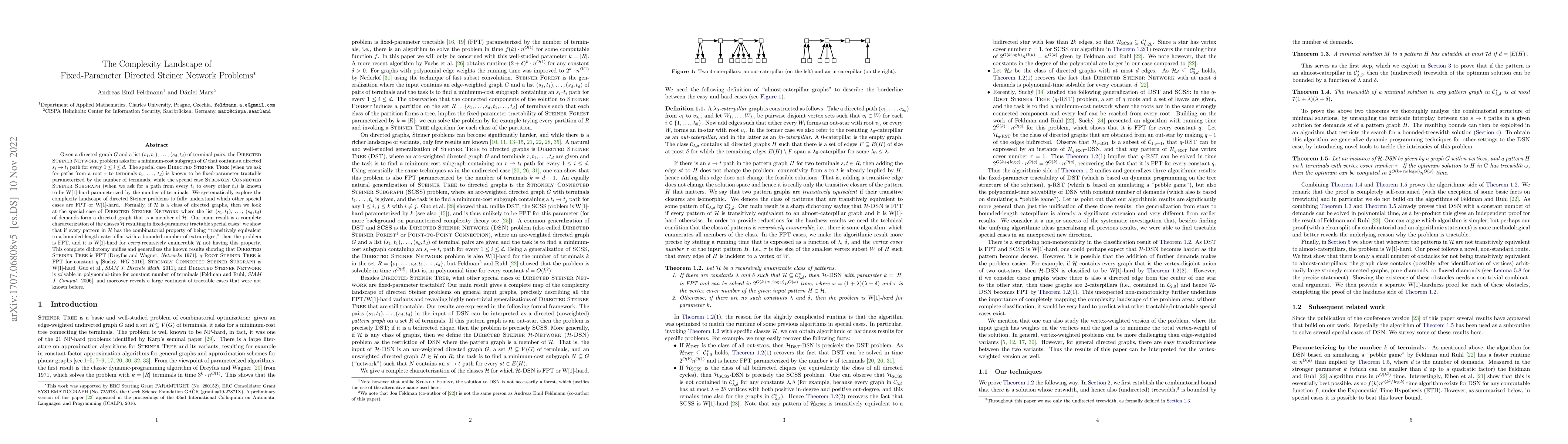 Thumbnail for The Complexity Landscape of Fixed-Parameter Directed Steiner Network
  Problems