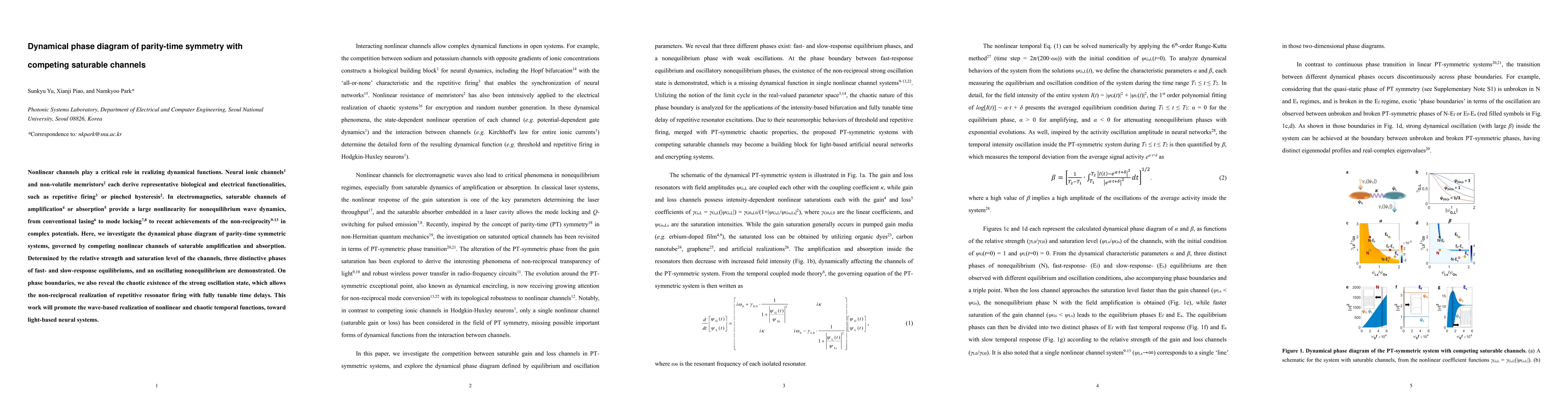 Thumbnail for Dynamical phase diagram of parity-time symmetry with competing saturable
  channels