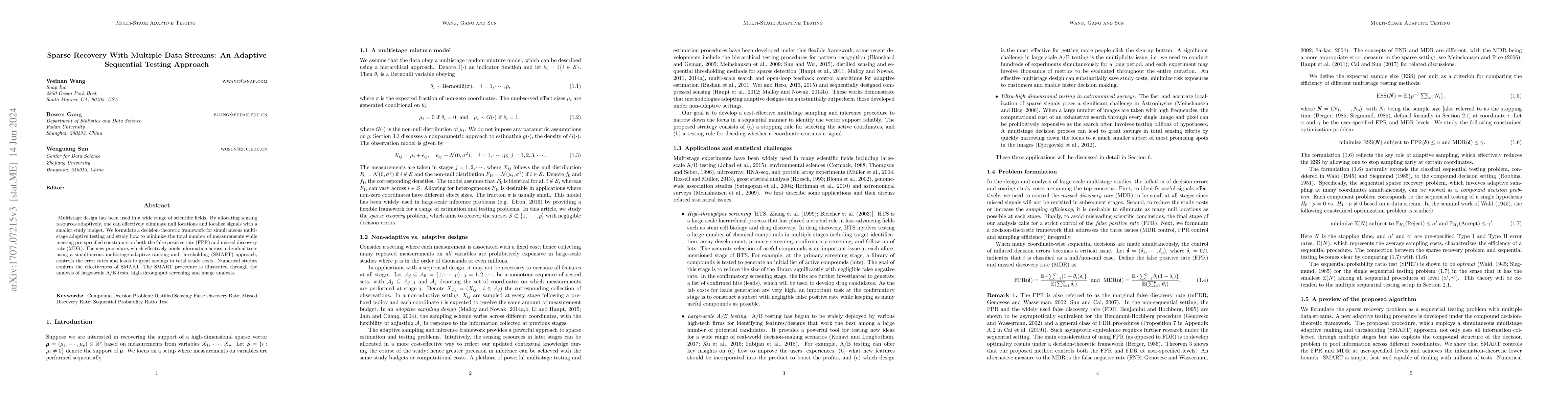 Thumbnail for Sparse Recovery With Multiple Data Streams: A Sequential Adaptive
  Testing Approach
