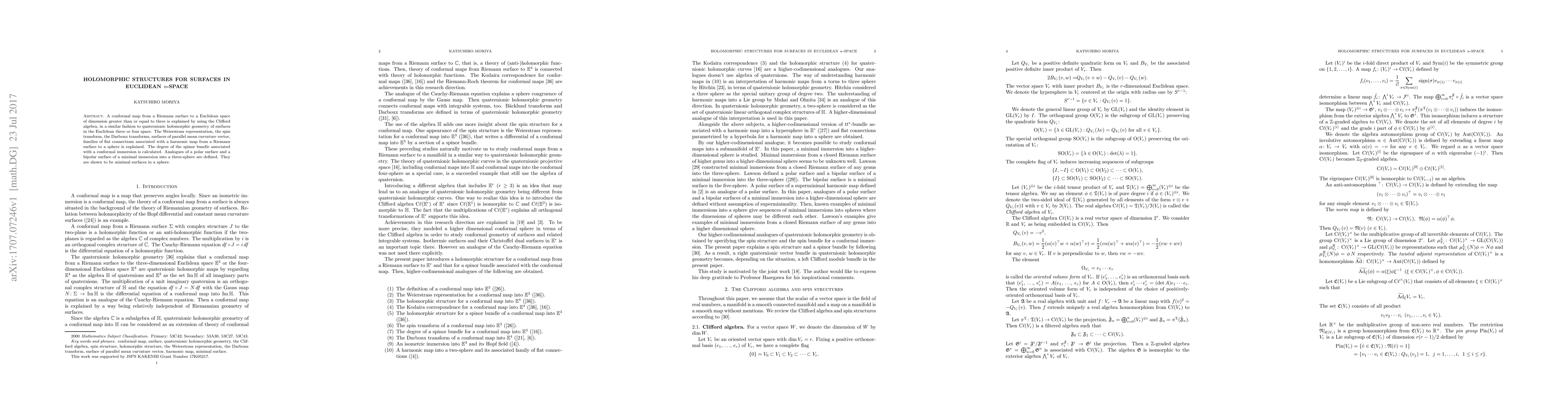 Thumbnail for Holomorphic structures for surfaces in Euclidean $n$-space