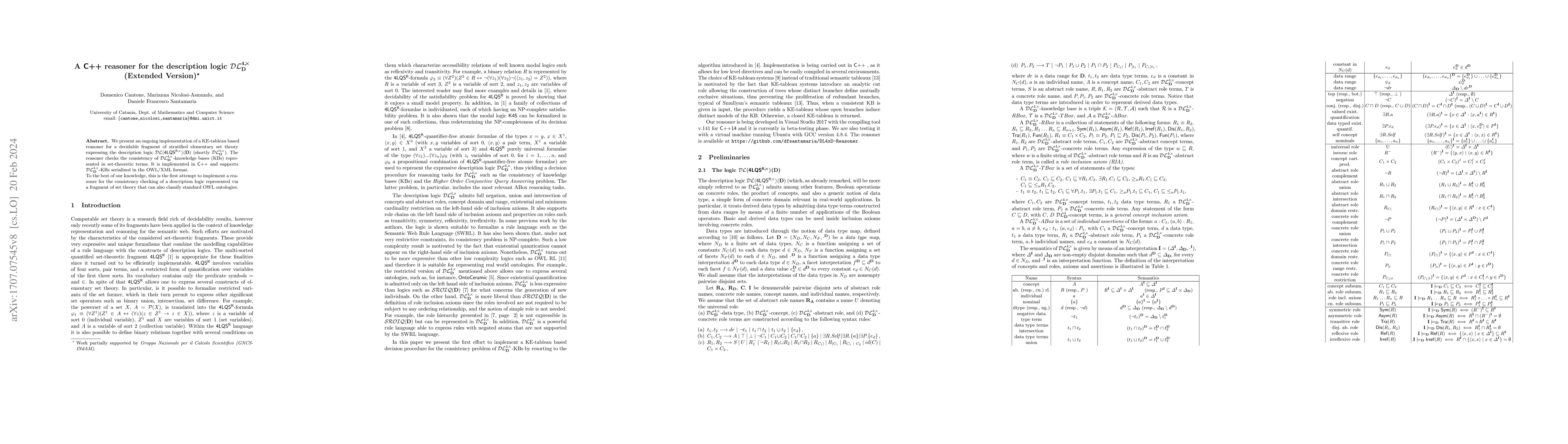 Thumbnail for A C++ reasoner for the description logic
  $\mathcal{DL}_{\mathbf{D}}^{4,\!\times}$ (Extended Version)