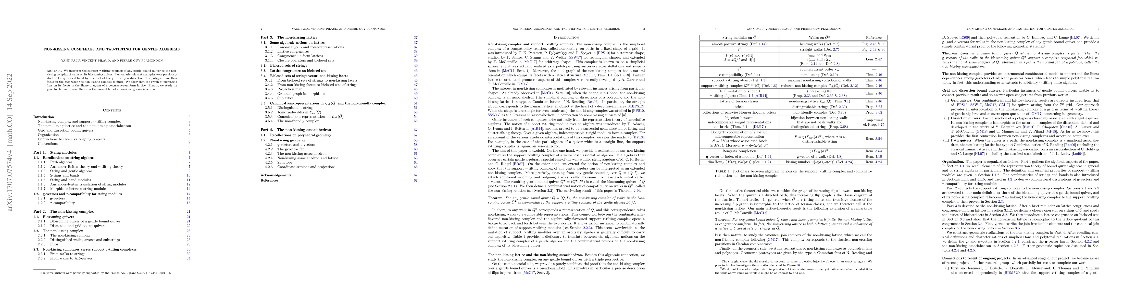 Thumbnail for Non-kissing complexes and tau-tilting for gentle algebras