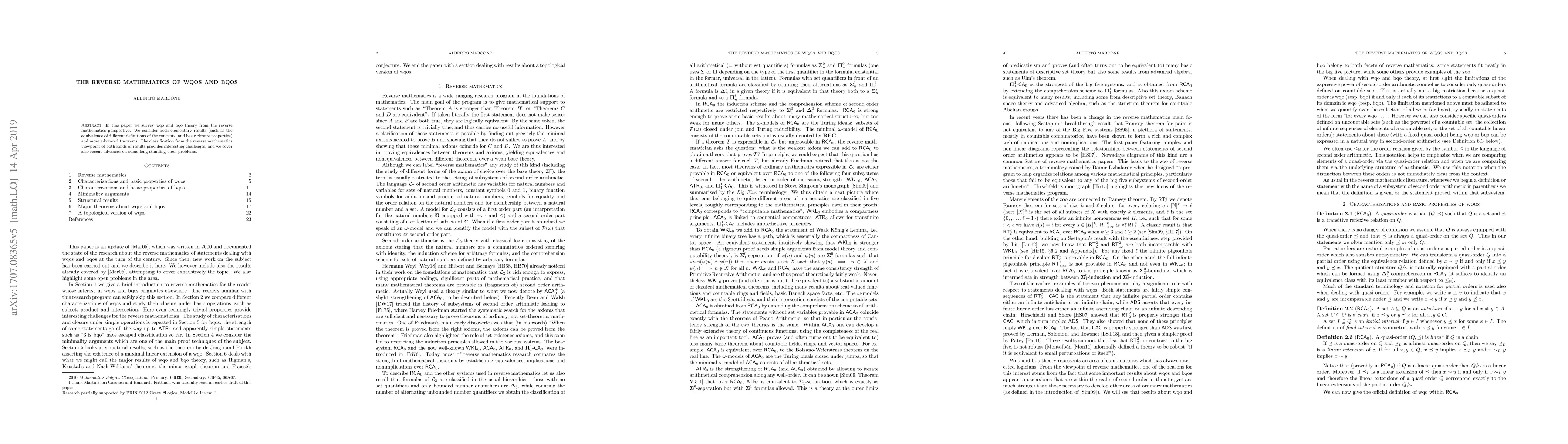 Thumbnail for The reverse mathematics of wqos and bqos