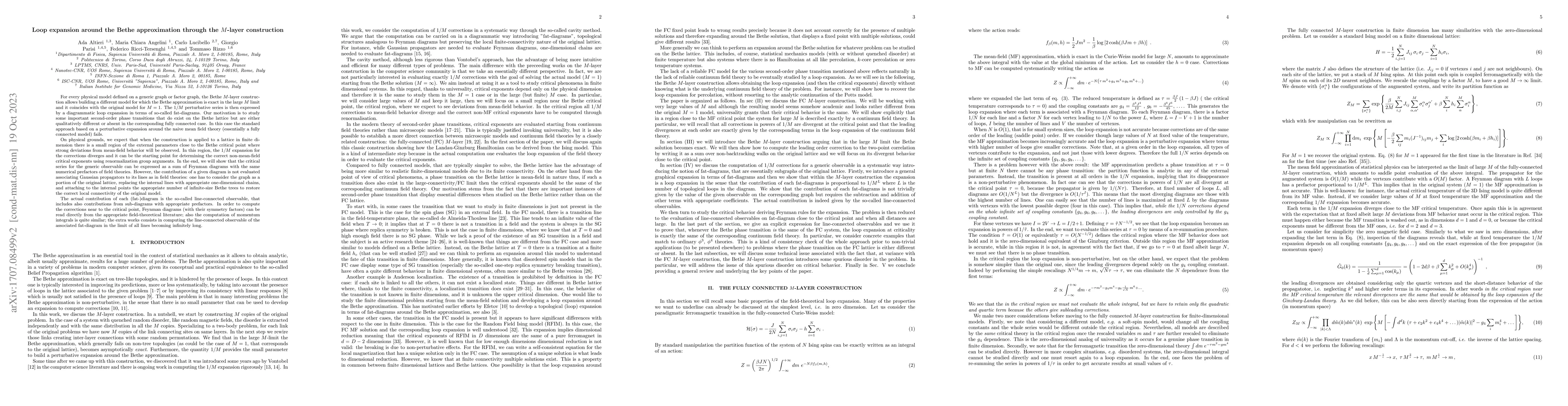 Thumbnail for Loop expansion around the Bethe approximation through the $M$-layer
  construction