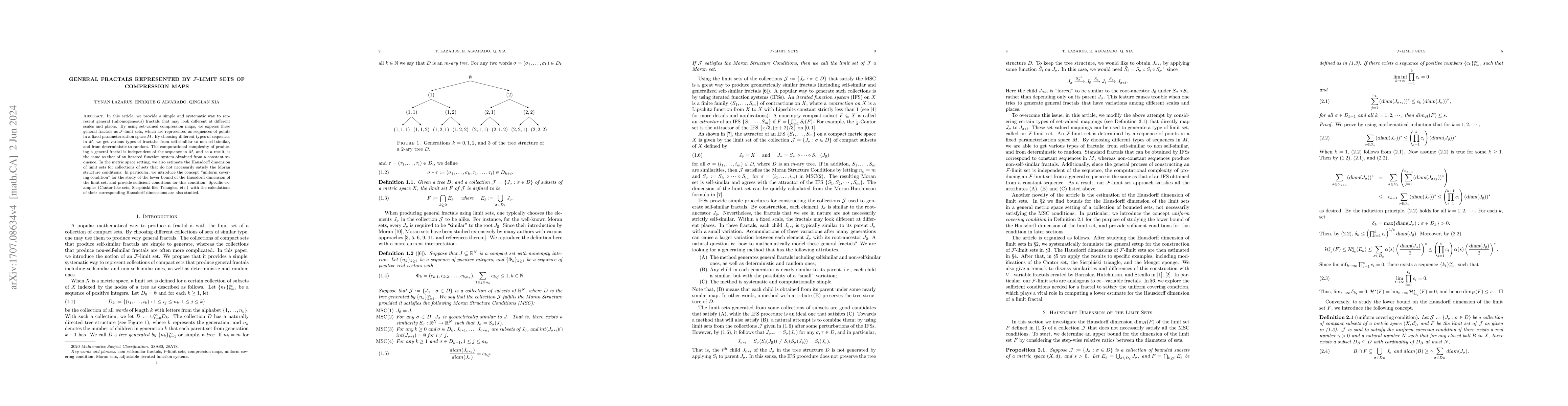 Thumbnail for General fractals represented by $\mathcal{F}$-limit sets of compression
  maps