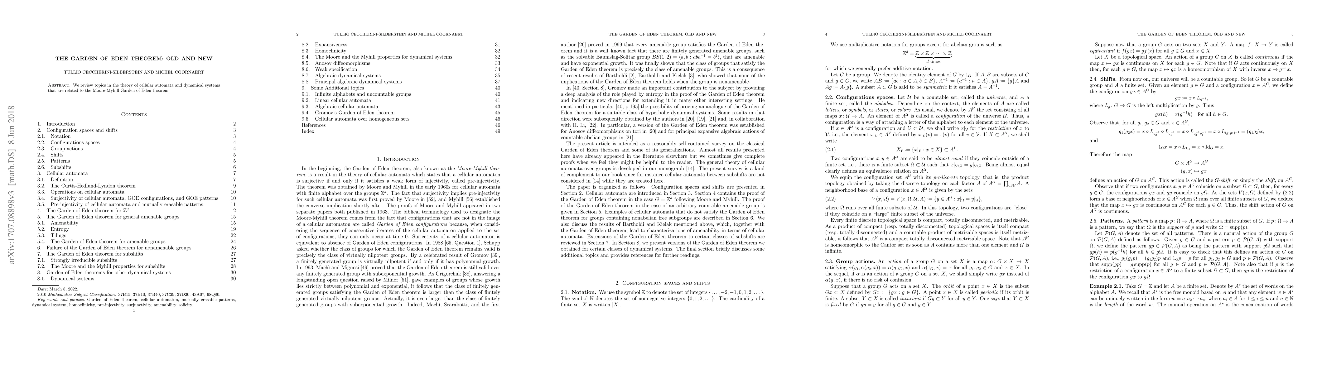 Thumbnail for The Garden of Eden theorem: old and new