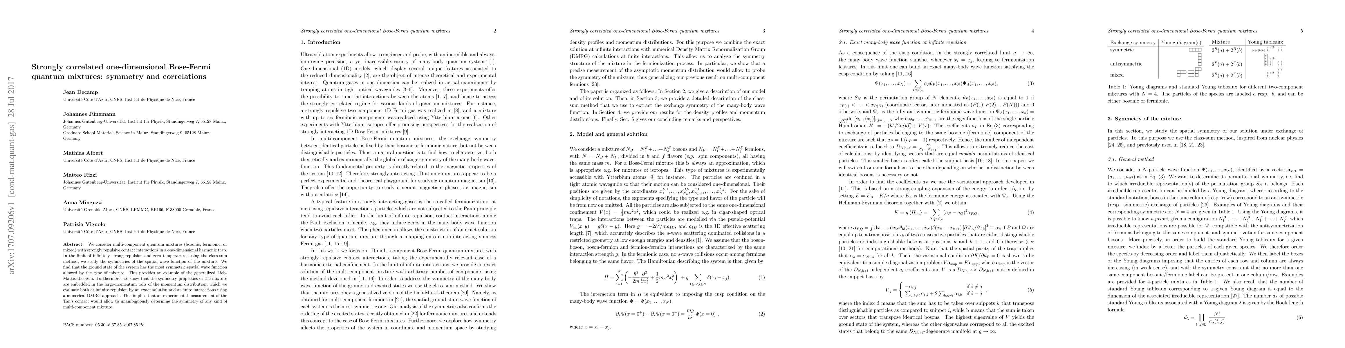 Thumbnail for Strongly correlated one-dimensional Bose-Fermi quantum mixtures:
  symmetry and correlations