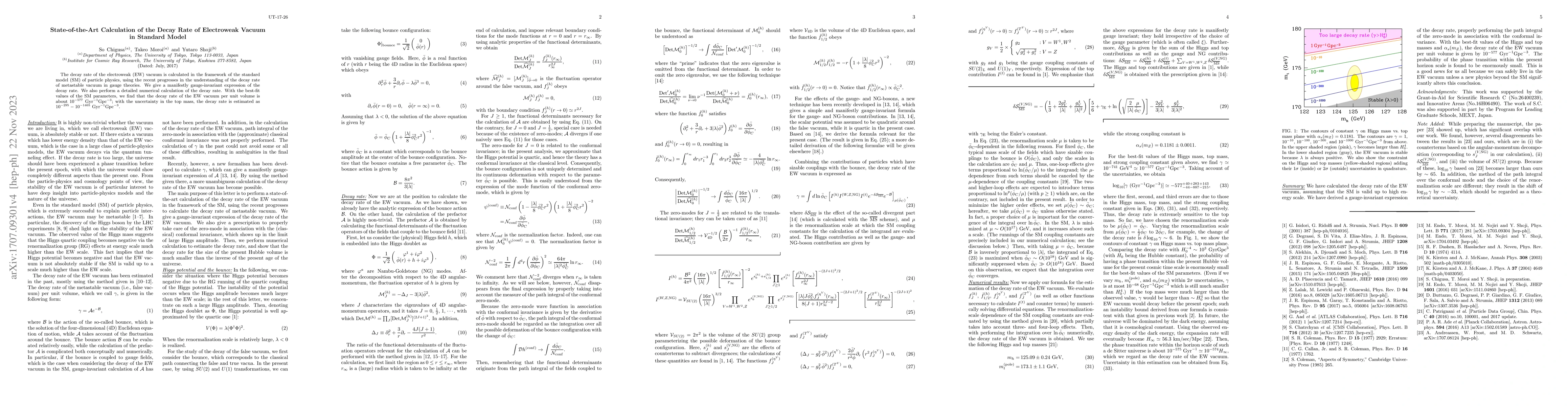 Thumbnail for State-of-the-Art Calculation of the Decay Rate of Electroweak Vacuum in
  Standard Model