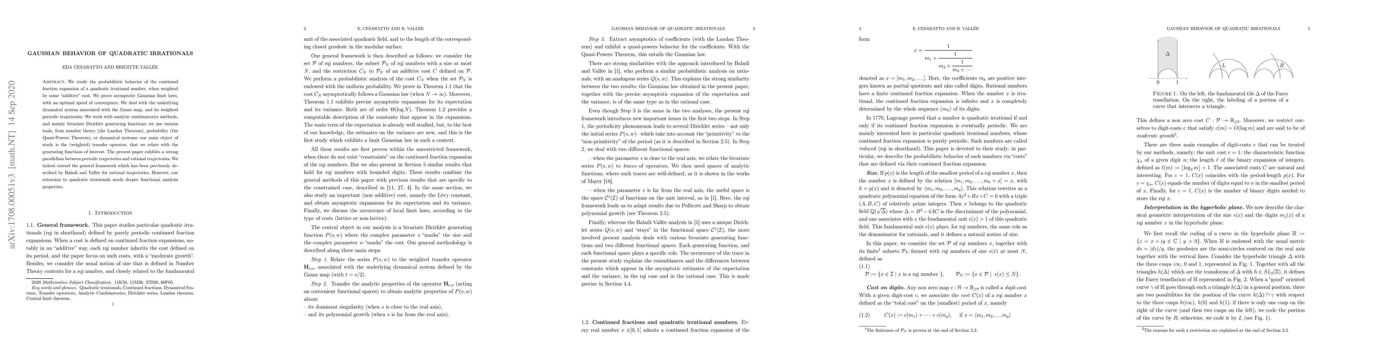 Thumbnail for Gaussian Behavior of Quadratic Irrationals