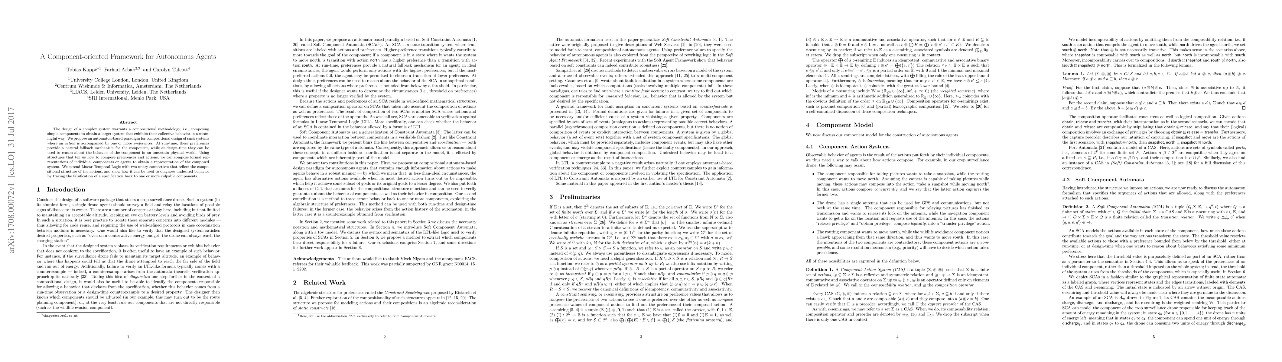Thumbnail for A Component-oriented Framework for Autonomous Agents