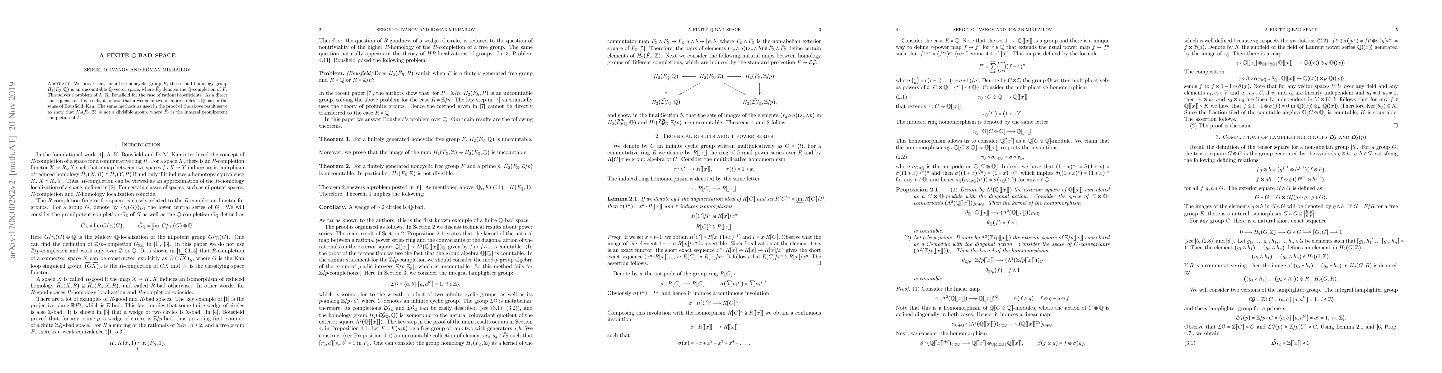 Thumbnail for A finite Q-bad space