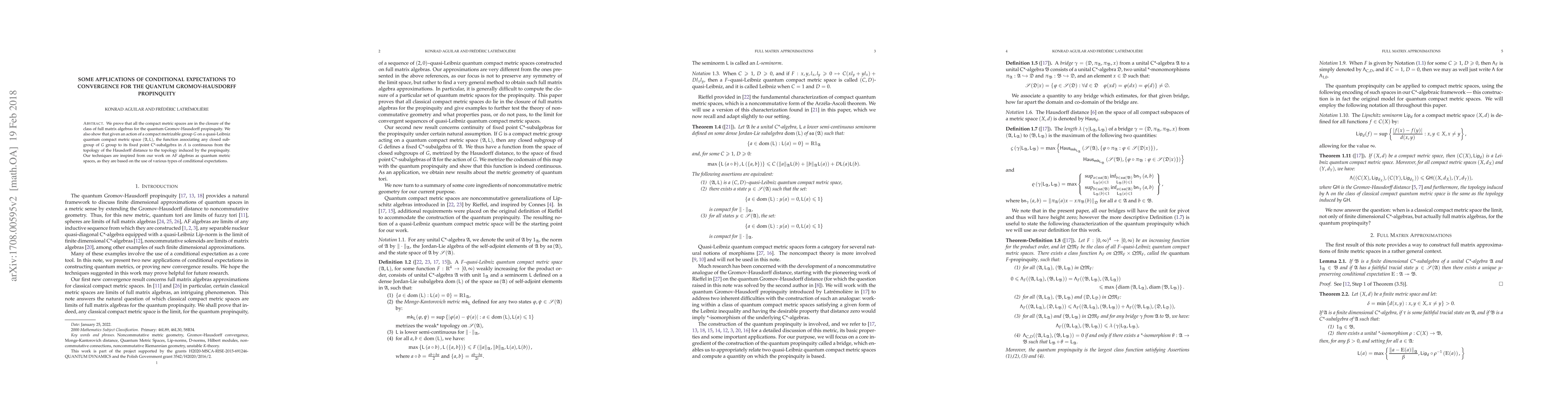Thumbnail for Some applications of conditional expectations to convergence for the
  quantum Gromov-Hausdorff propinquity