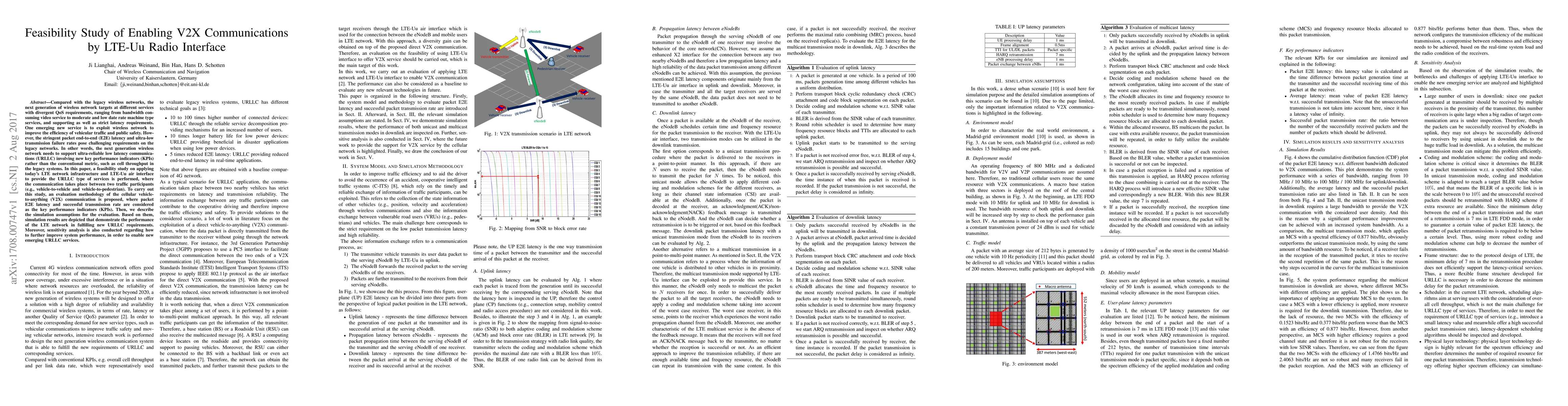 Thumbnail for Feasibility Study of Enabling V2X Communications by LTE-Uu Radio
  Interface
