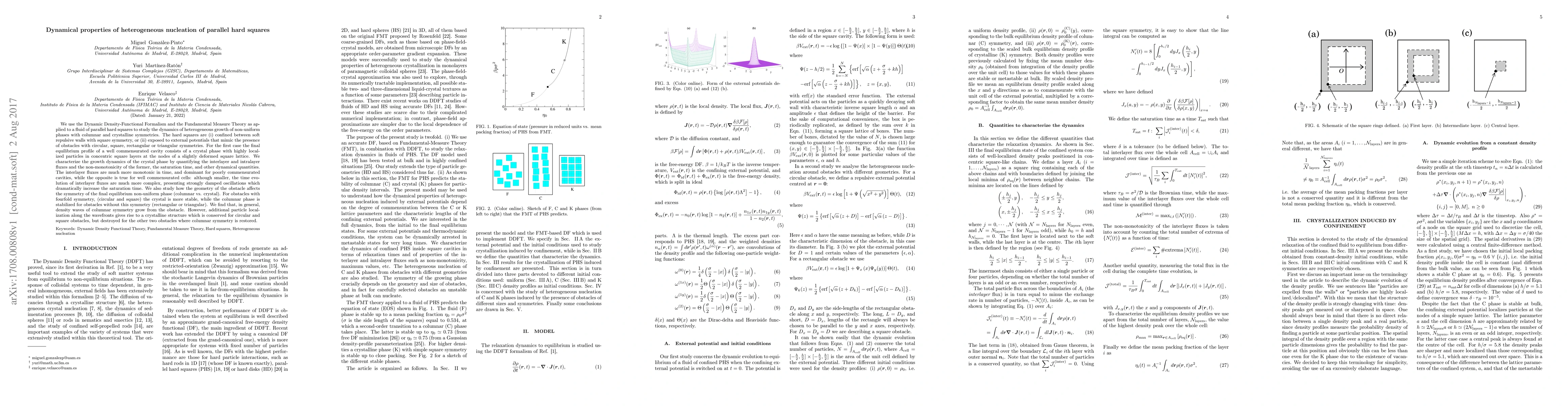 Thumbnail for Dynamical properties of heterogeneous nucleation of parallel hard
  squares
