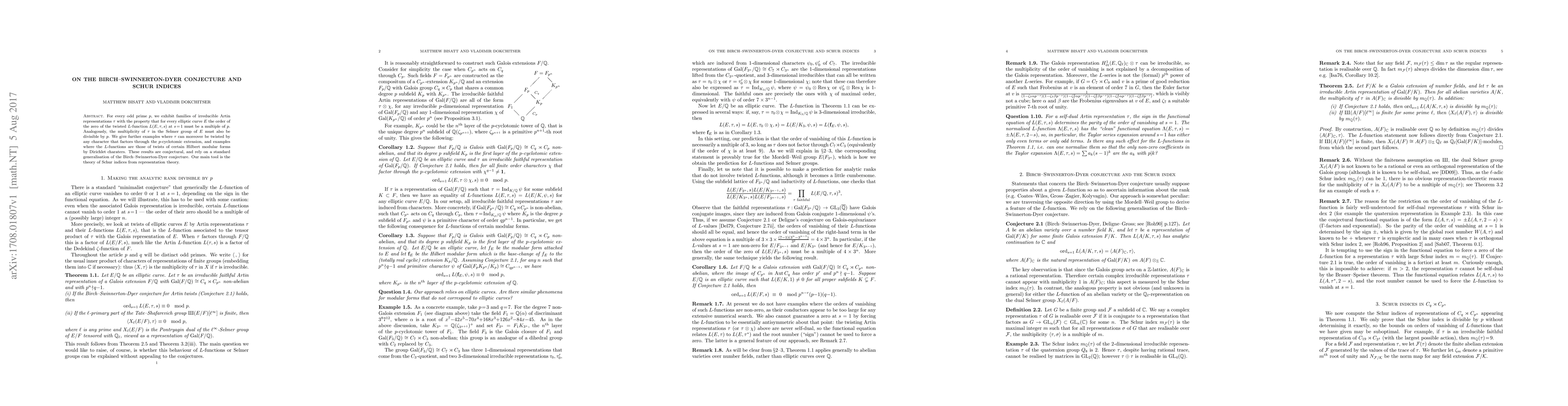 Thumbnail for On the Birch--Swinnerton-Dyer conjecture and Schur indices