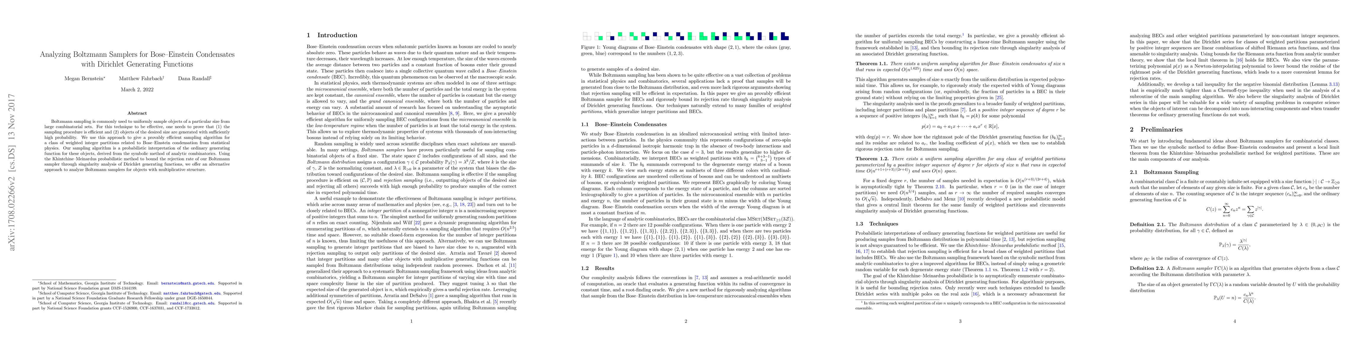 Thumbnail for Analyzing Boltzmann Samplers for Bose-Einstein Condensates with
  Dirichlet Generating Functions