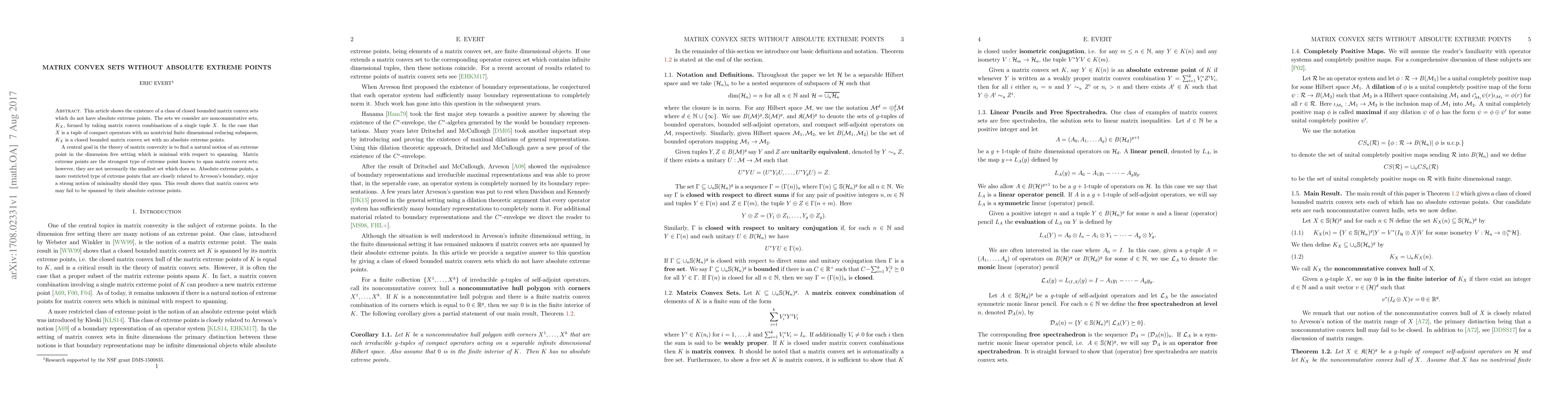 Thumbnail for Matrix Convex Sets Without Absolute Extreme Points