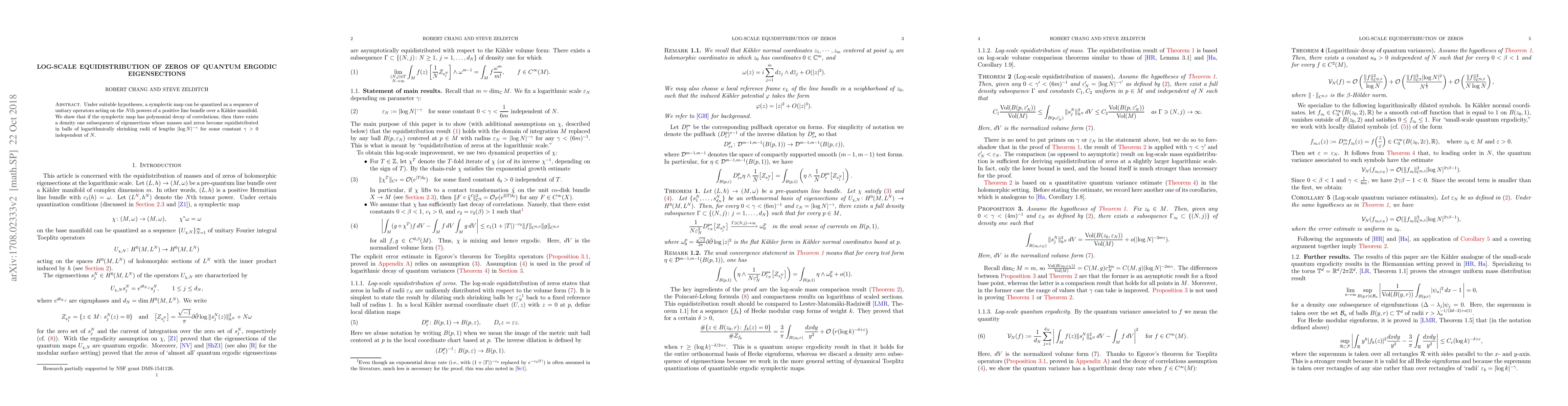 Thumbnail for Log-scale equidistribution of zeros of quantum ergodic eigensections