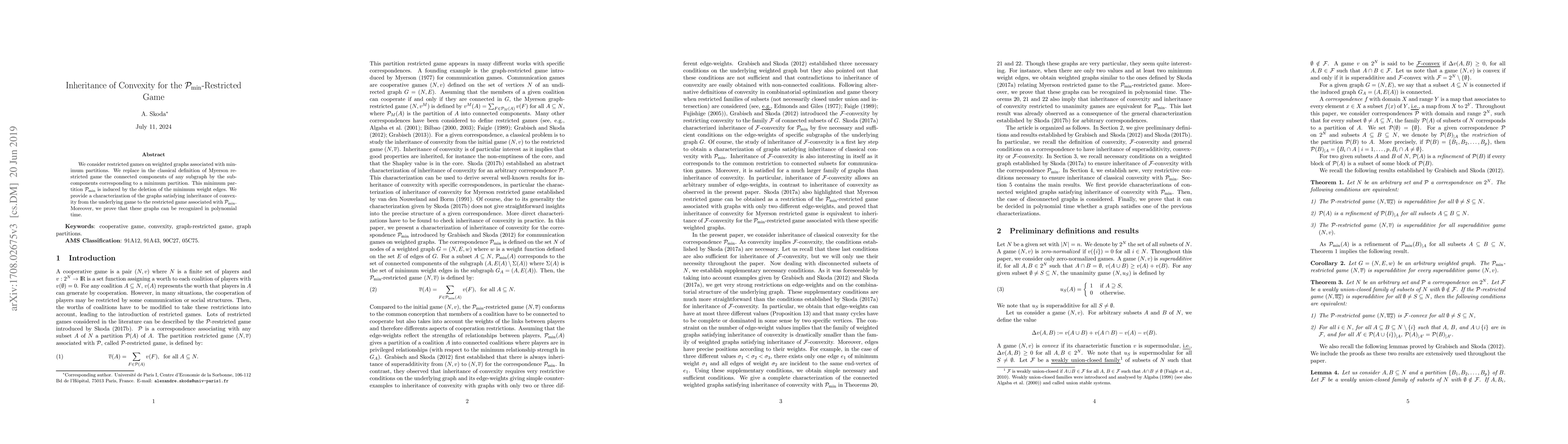 Thumbnail for Inheritance of Convexity for the $\mathcal{P}_{\min}$-Restricted Game