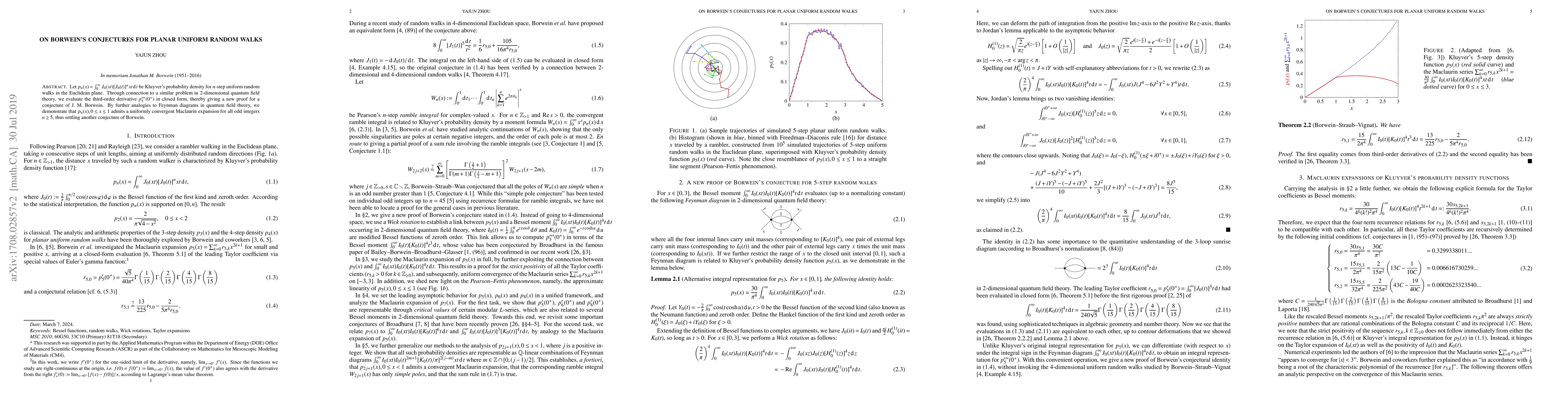 Thumbnail for On Borwein's conjectures for planar uniform random walks