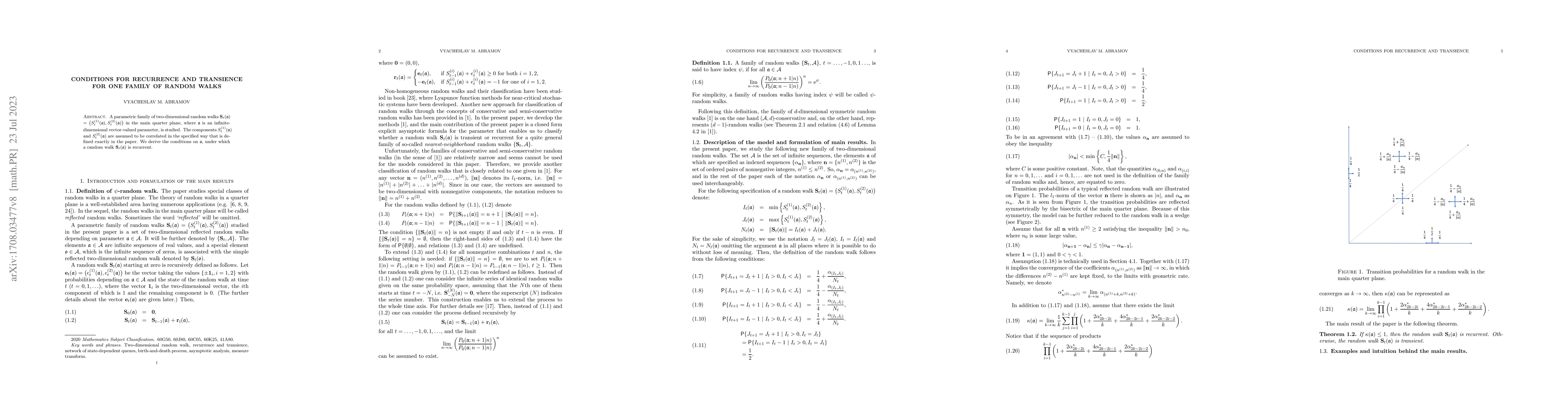 Thumbnail for Conditions for recurrence and transience for one family of random walks
