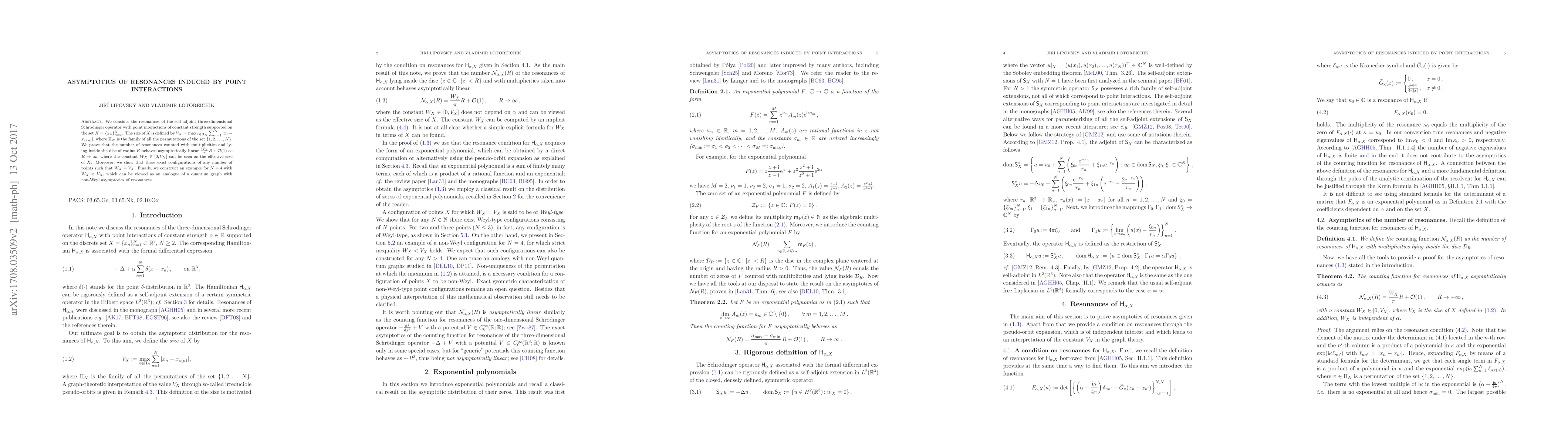 Thumbnail for Asymptotics of resonances induced by point interactions