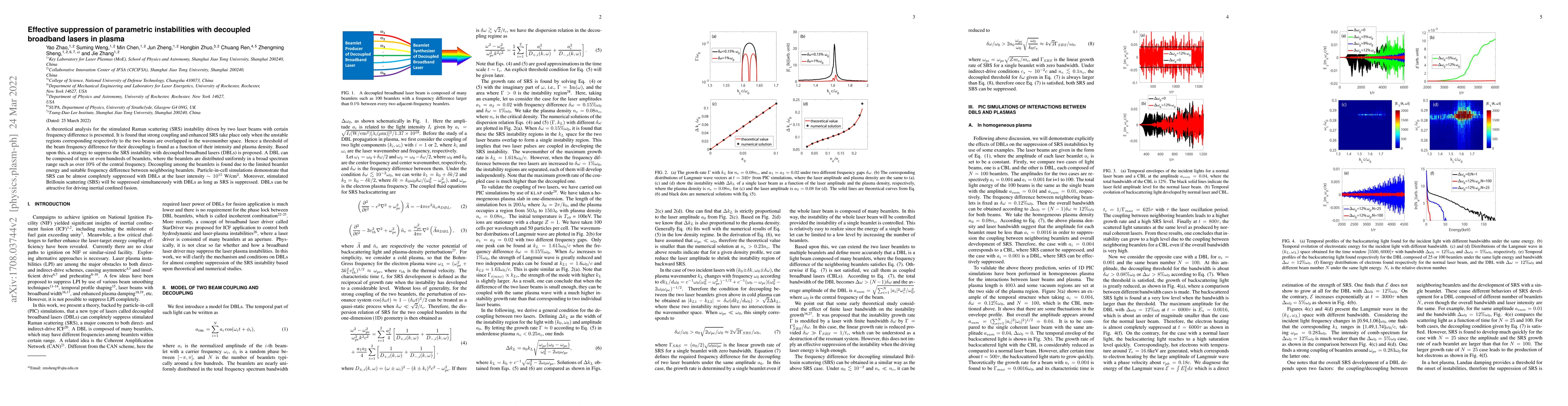 Thumbnail for Effective suppression of parametric instabilities with decoupled
  broadband lasers in plasma