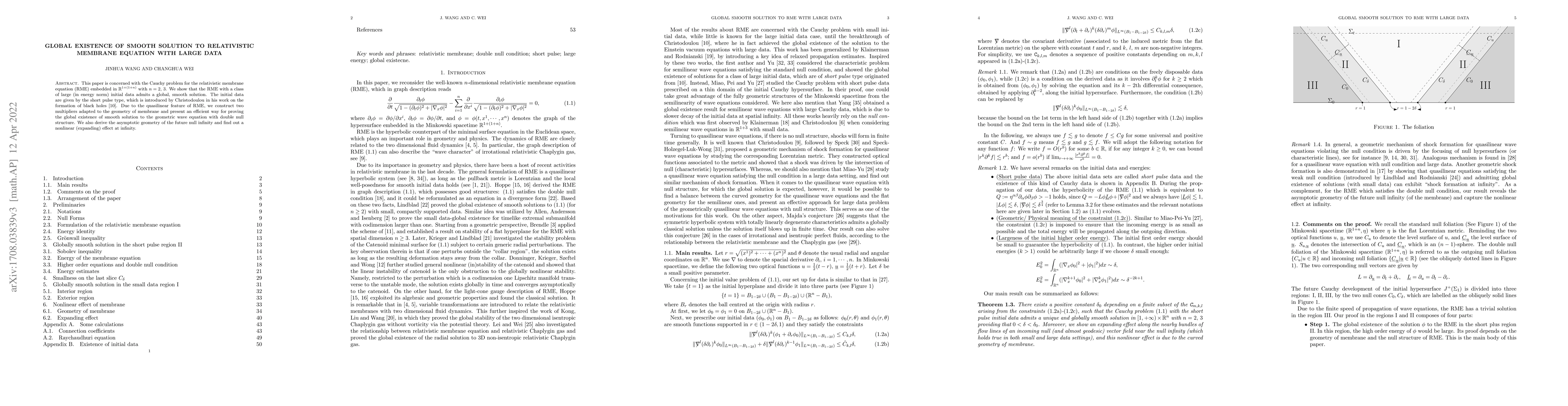 Thumbnail for Global existence of smooth solution to relativistic membrane equation
  with large data