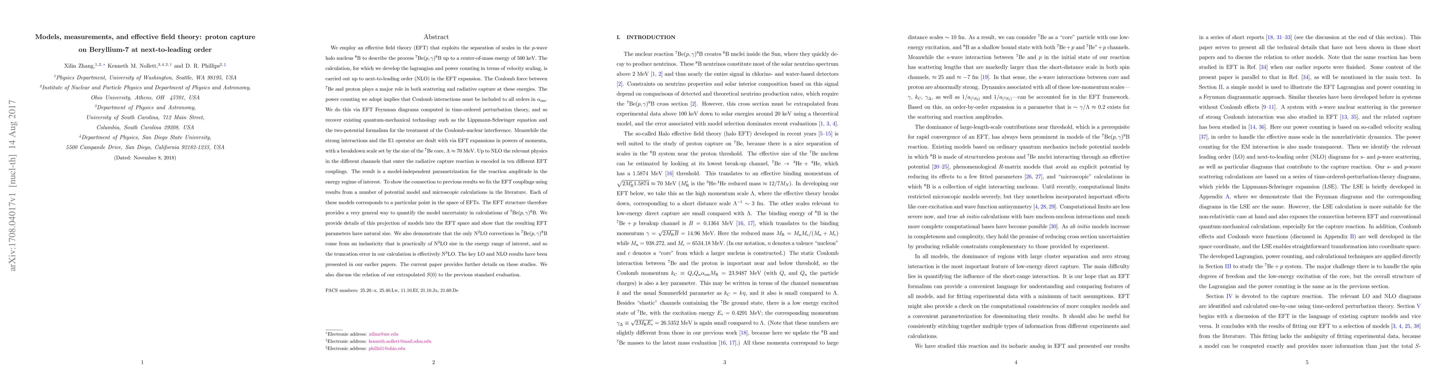 Thumbnail for Models, measurements, and effective field theory: proton capture on
  Beryllium-7 at next-to-leading order