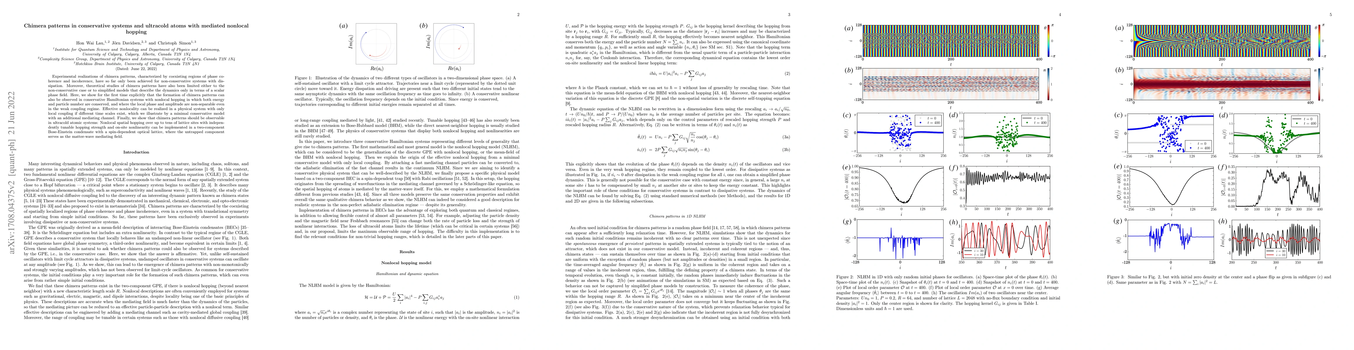 Thumbnail for Chimera patterns in conservative systems and ultracold atoms with
  mediated nonlocal hopping