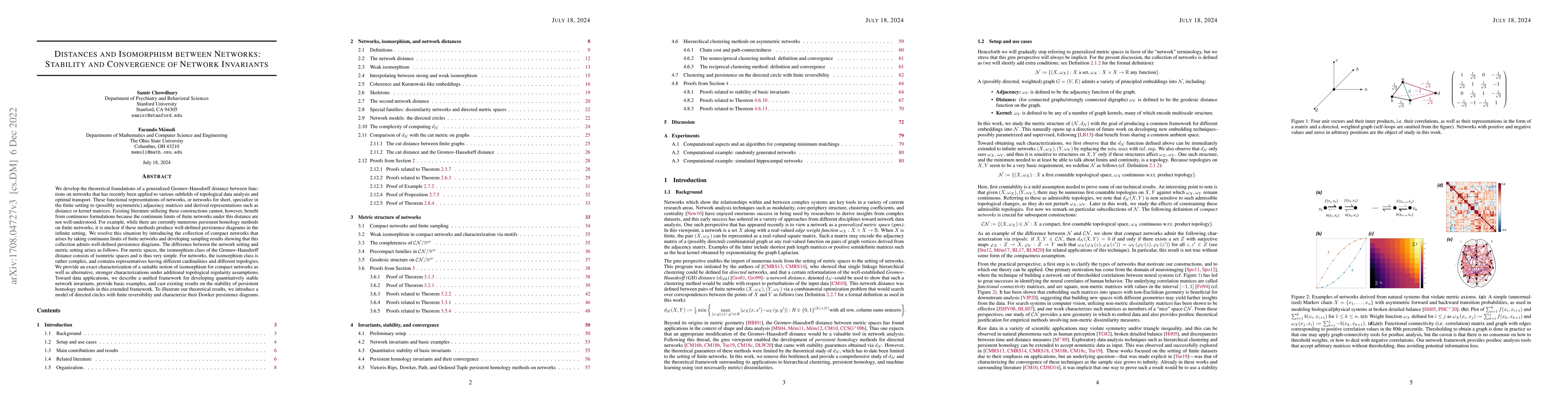 Thumbnail for Distances and Isomorphism between Networks: Stability and Convergence of
  Network Invariants