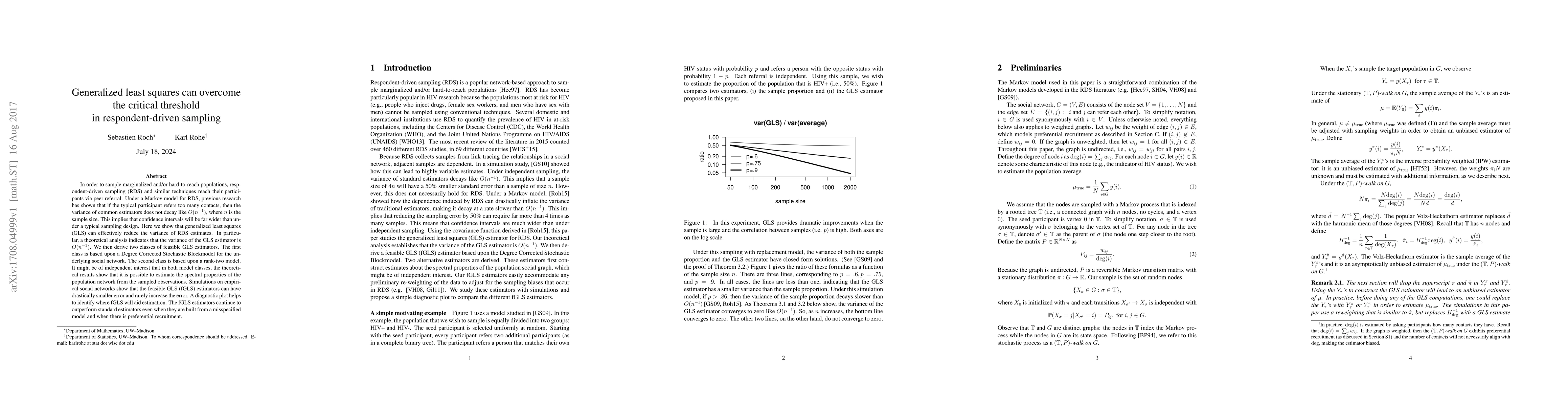 Thumbnail for Generalized least squares can overcome the critical threshold in
  respondent-driven sampling