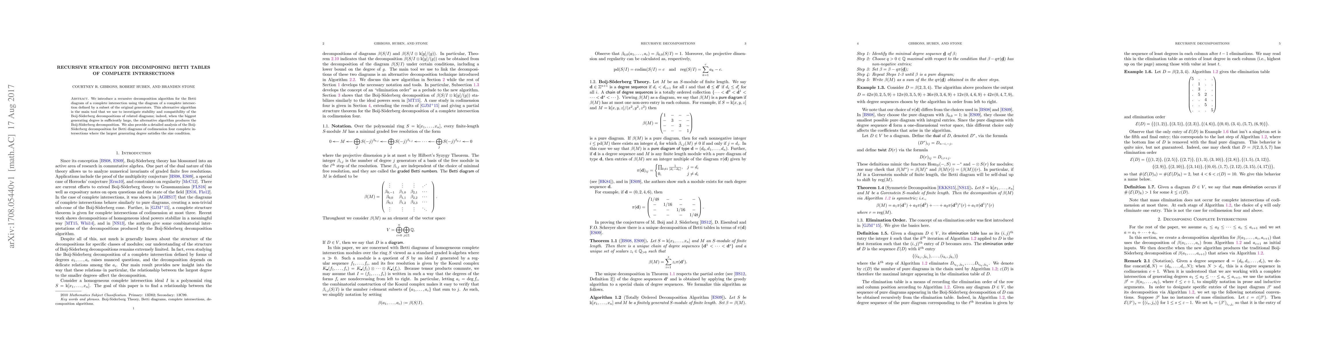 Thumbnail for Recursive strategy for decomposing Betti tables of complete
  intersections