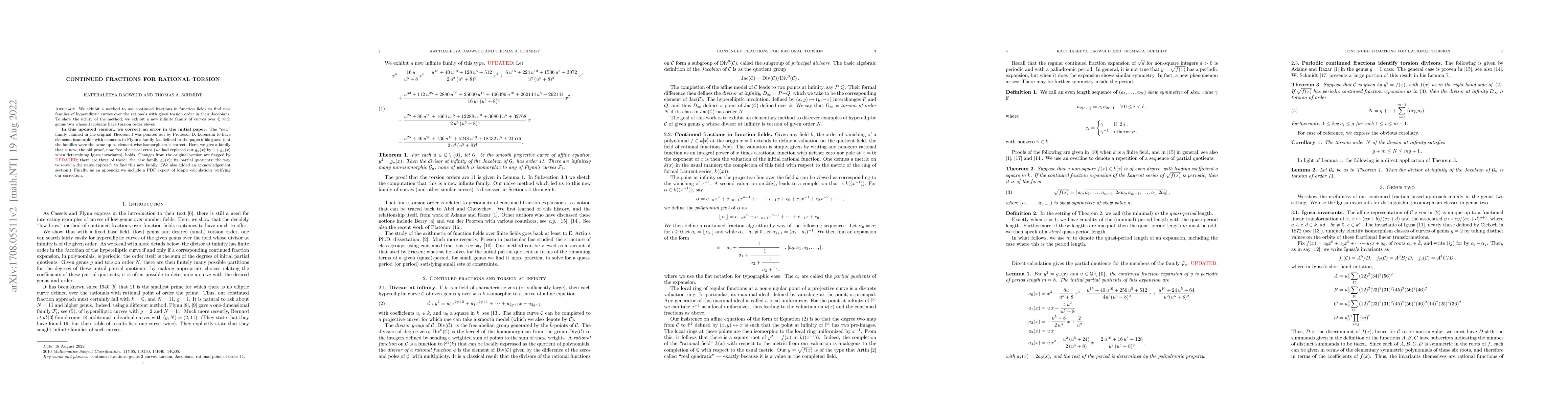 Thumbnail for Continued fractions for rational torsion