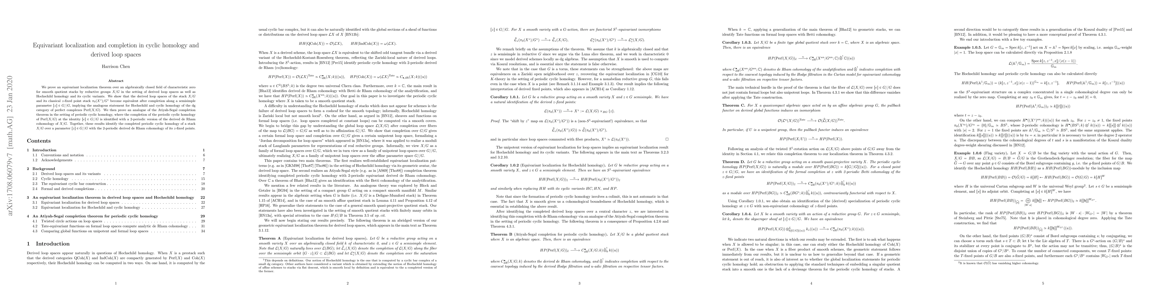 Thumbnail for Equivariant localization and completion in cyclic homology and derived
  loop spaces